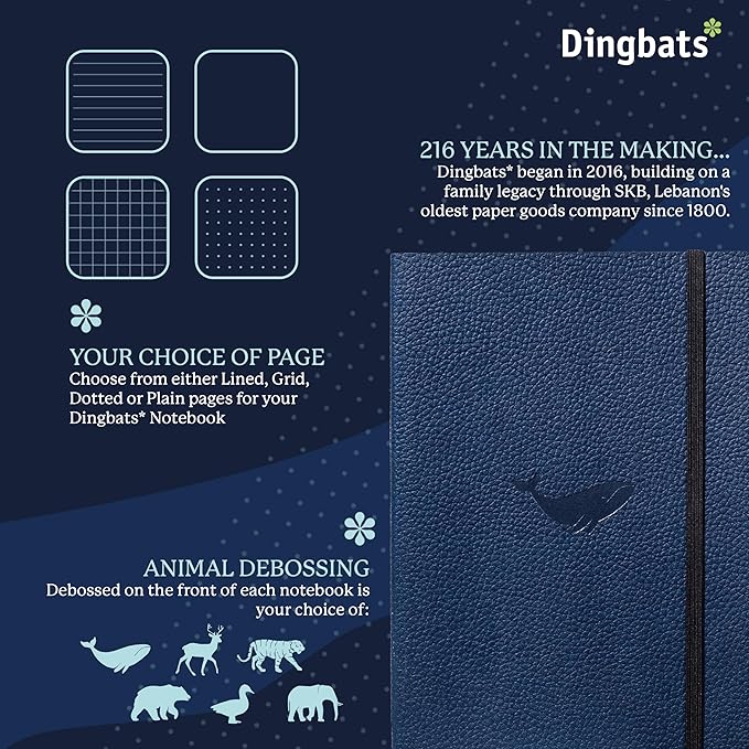Dingbats A5 Wildlife Dotted Notebook Journal - Premium Vegan Leather Softcover Executive Journal for Women & Men - Work, Note Taking, Writing & Travel-DeskLoop Office