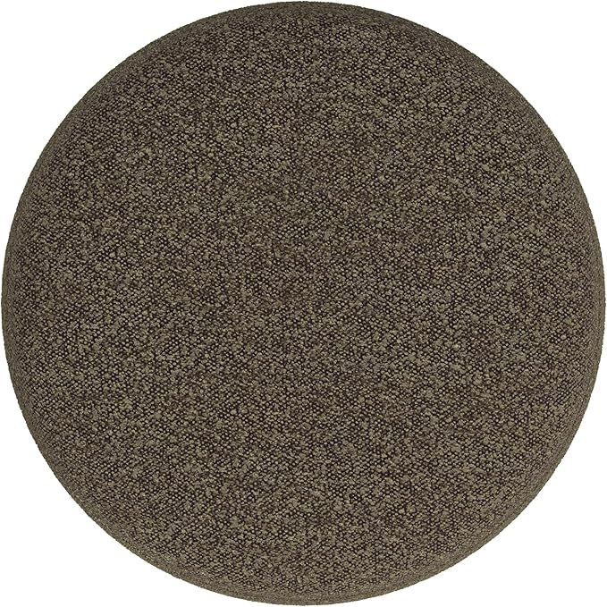 HomePop Upholstered Round Ottoman Home Décor|Foot Rest Ottoman - Dark Brown Boucle-DeskLoop Office