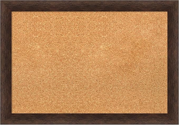 Amanti Art Natural Cork Board for Wall, 19x27 Vision Board with Brown Wood Frame, Medium Corkboard Office Decor for Home Organization, Casual Corkboard Pinboard to display items for home organization-DeskLoop Office