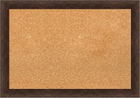 Amanti Art Natural Cork Board for Wall, 19x27 Vision Board with Brown Wood Frame, Medium Corkboard Office Decor for Home Organization, Casual Corkboard Pinboard to display items for home organization-DeskLoop Office