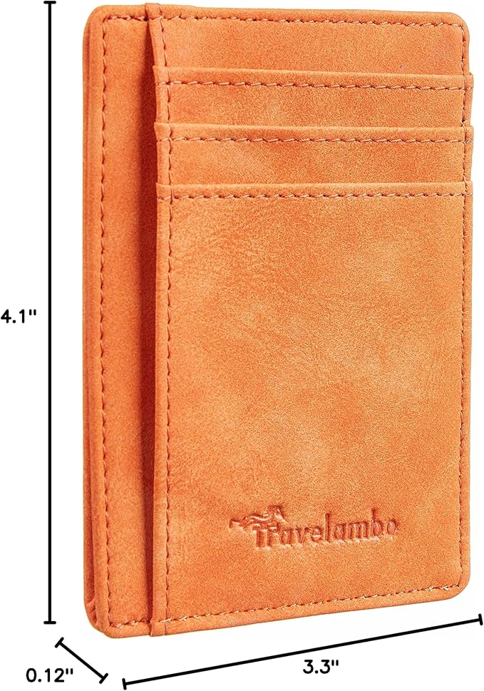Travelambo Slim Wallet Front Pocket Minimalist Leather RFID Blocking Medium Size - Image 5