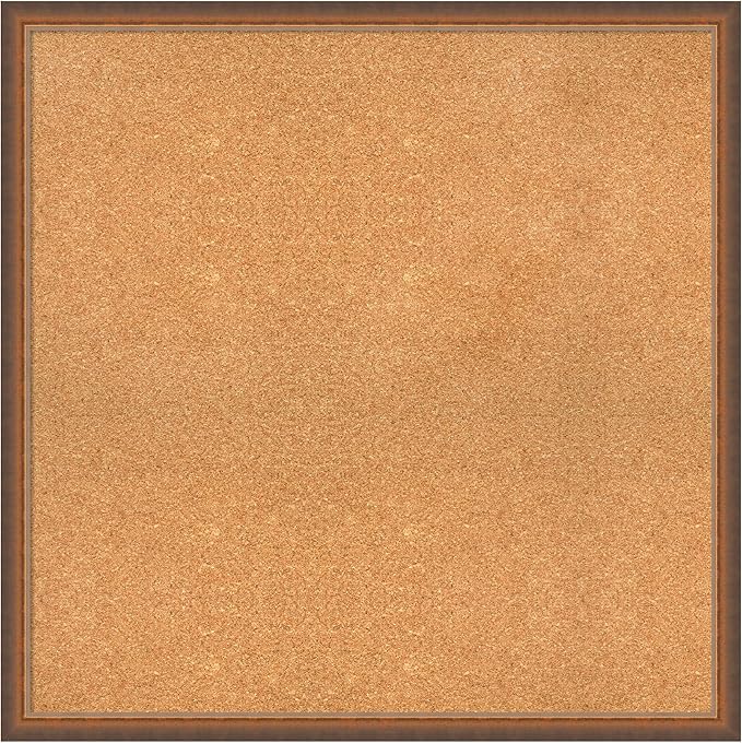 Amanti Art Natural Cork Board for Wall, 34x34 Vision Board with Bronze Frame, Large Corkboard Office Decor for Home Organization, Modern Corkboard Pinboard to Display Items for Home Organization in-DeskLoop Office