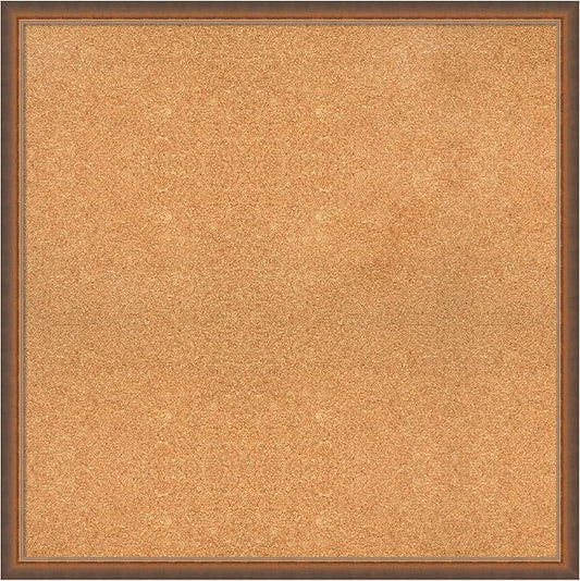 Amanti Art Natural Cork Board for Wall, 34x34 Vision Board with Bronze Frame, Large Corkboard Office Decor for Home Organization, Modern Corkboard Pinboard to Display Items for Home Organization in-DeskLoop Office