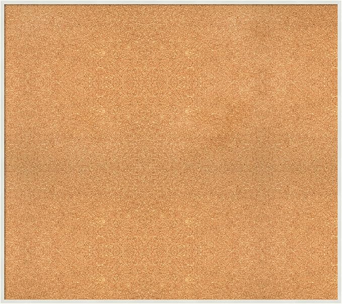 Amanti Art Natural Cork Board for Wall, 33x37 Vision Board with White Frame, X-Large Corkboard Office Decor for Home Organization, Modern Corkboard Pinboard to Display Items for Home Organization in-DeskLoop Office