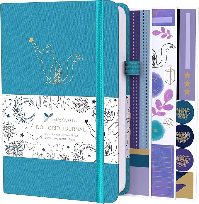 VIVID SCRIBBLES Dotted Journal – 160gsm Bleed Proof Thick White Paper – 200 by VividScribbles