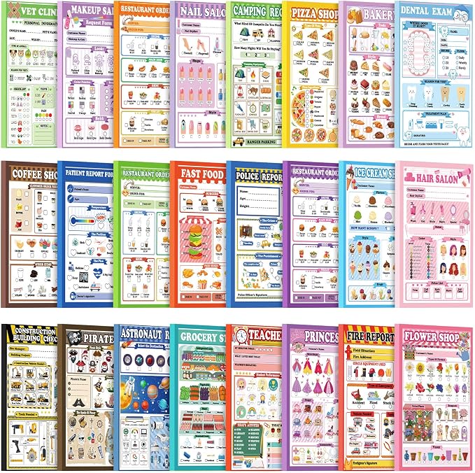 Eaasty Kids Pretend Play Notepads 4 x 6 Inch Pads by Eaasty