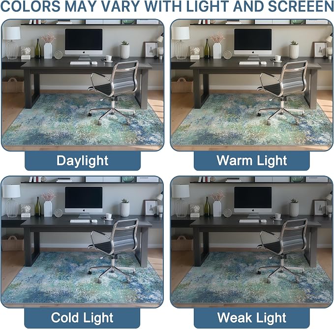Office Chair Mat for Hardwood Tile Floor, Abstract 48"X 60" Desk Mats for - Image 6