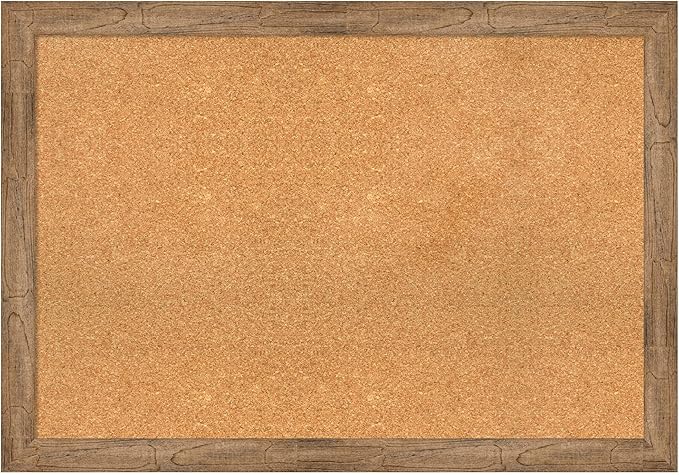 Amanti Art Natural Cork Board for Wall, 28x40 Vision Board with Brown Wood Frame, Large Corkboard Office Decor for Home Organization, Rustic Farmhouse Corkboard Pinboard to display items for home-DeskLoop Office