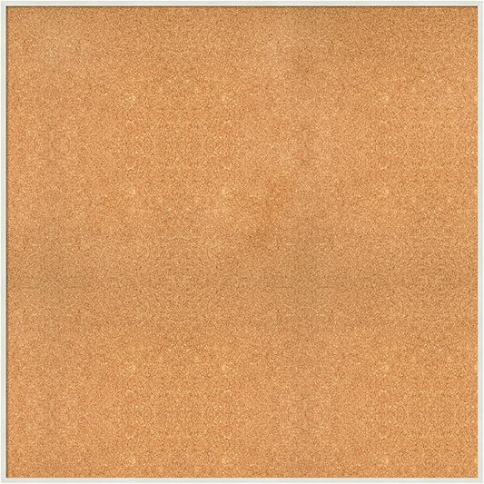 Amanti Art Natural Cork Board for Wall, 37x37 Vision Board with White Frame, Oversize Corkboard Office Decor for Home Organization, Modern Corkboard Pinboard to Display Items for Home Organization in-DeskLoop Office