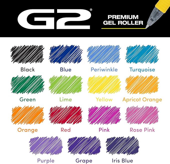 Pilot G2 Premium Gel Roller Pens, Rainbow Gel Pens, G2 Rainbow Colors Pack - Image 3