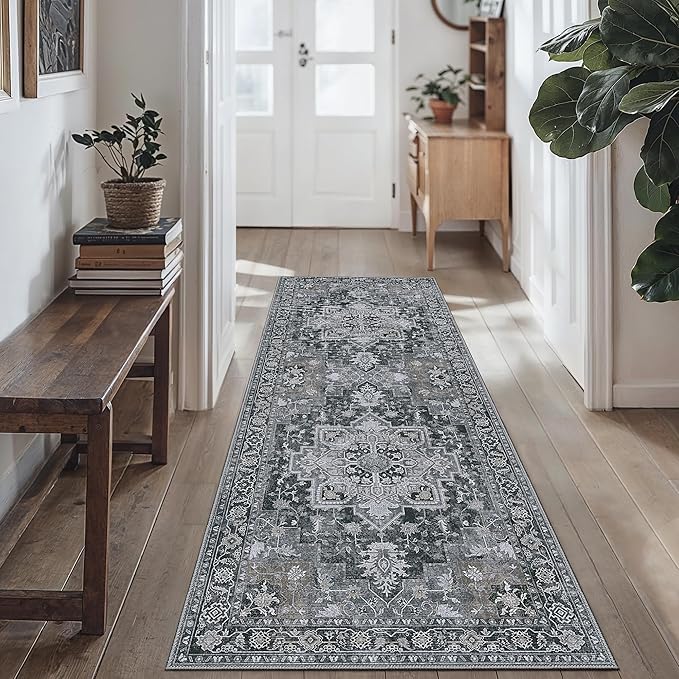 GENIMO 2'6''x12 Runner Rugs for Hallway, Machine Washable Non Slip Vintage Rugs by GENIMO