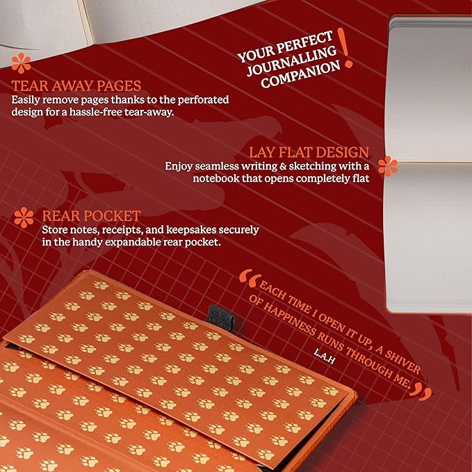 Dingbats* Wildlife Dotted Writing Journal Notebook A5 - Vegan Leather Hardcover - Ideal for Work, Travel - Pocket, Elastic Closure, & Bookmark-DeskLoop Office