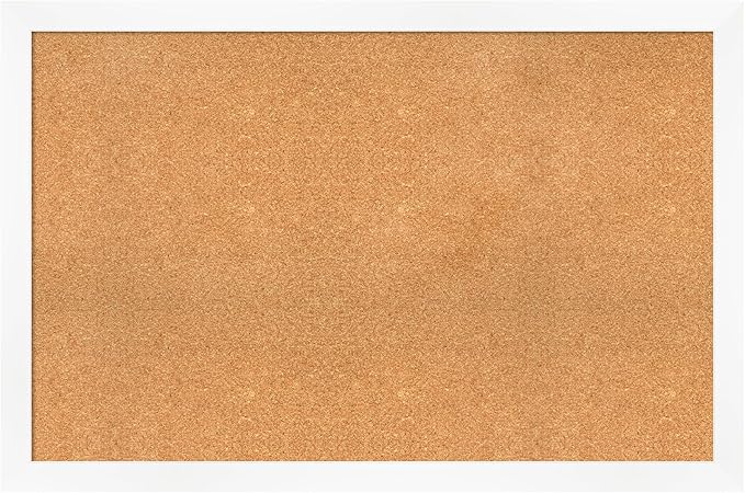 Amanti Art Natural Cork Board for Wall, 31x47 Vision Board with White Frame, Oversize Corkboard Office Decor for Home Organization, Modern Corkboard Pinboard to Display Items for Home Organization in-DeskLoop Office