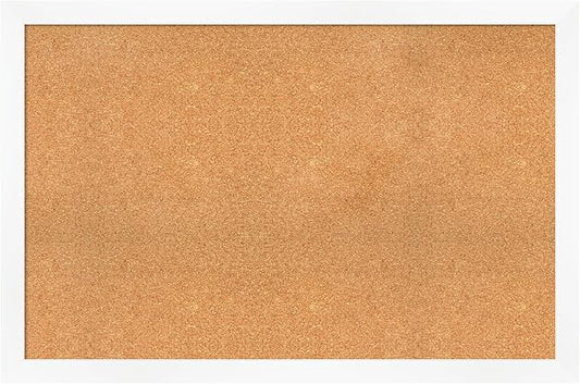 Amanti Art Natural Cork Board for Wall, 31x47 Vision Board with White Frame, Oversize Corkboard Office Decor for Home Organization, Modern Corkboard Pinboard to Display Items for Home Organization in-DeskLoop Office