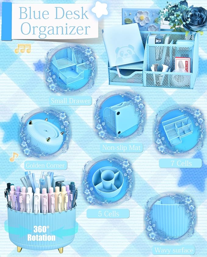 Blue Desk Accessories and Organizers - Image 2