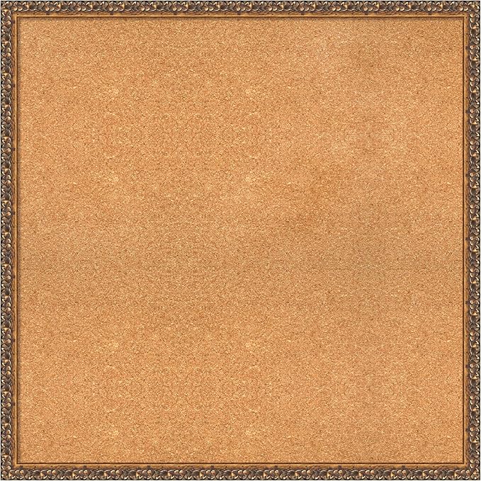 Amanti Art Natural Cork Board for Wall, 32x32 Vision Board with Bronze Frame, Large Corkboard Office Decor for Home Organization, Traditional Corkboard Pinboard to Display Items for Home Organization-DeskLoop Office