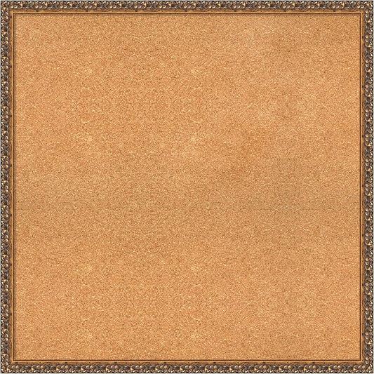 Amanti Art Natural Cork Board for Wall, 32x32 Vision Board with Bronze Frame, Large Corkboard Office Decor for Home Organization, Traditional Corkboard Pinboard to Display Items for Home Organization-DeskLoop Office