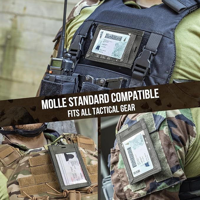 OneTigris Tactical ID Card Holder Hook & Loop Patch Badge Holder Neck Lanyard - Image 7
