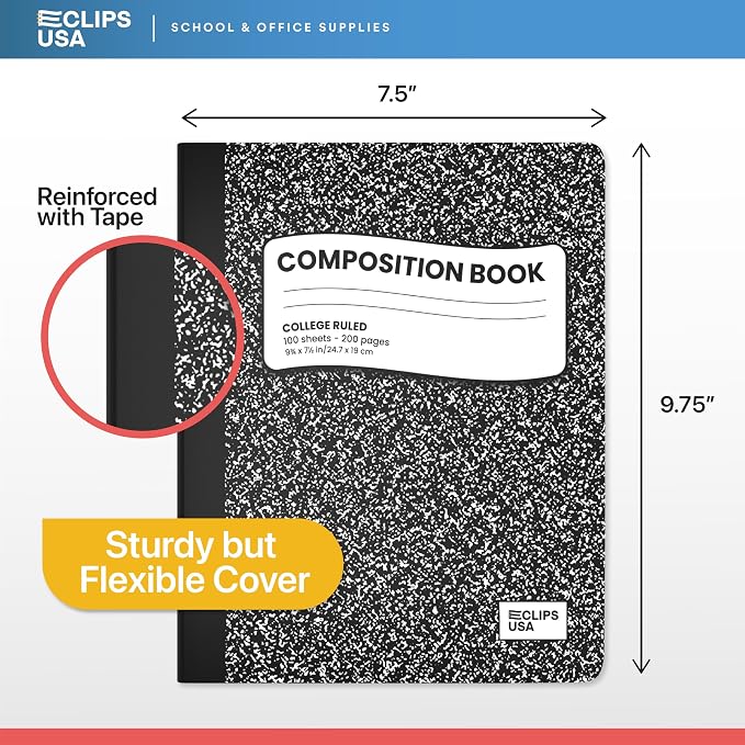Composition Notebook College Ruled Composition Notebooks Black Bulk Marble - Image 2