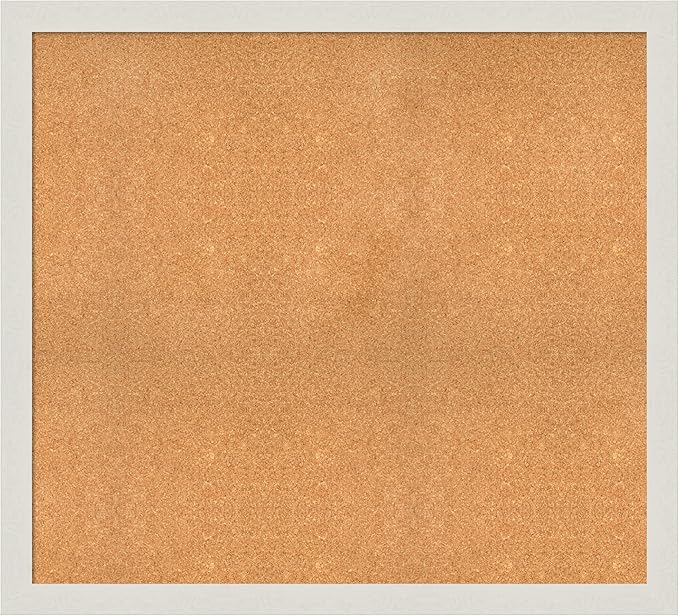 Amanti Art Natural Cork Board for Wall, 39x43 Vision Board with White Frame, Oversize Corkboard Office Decor for Home Organization, Country Rustic Corkboard Pinboard to Display Items for Home-DeskLoop Office