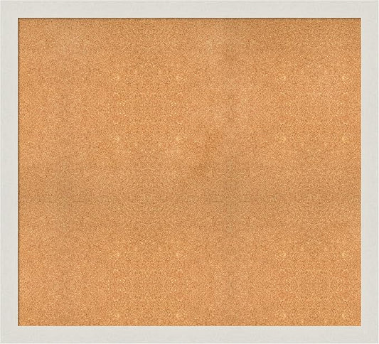 Amanti Art Natural Cork Board for Wall, 39x43 Vision Board with White Frame, Oversize Corkboard Office Decor for Home Organization, Country Rustic Corkboard Pinboard to Display Items for Home-DeskLoop Office