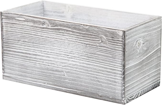 ExoLiry Rustic Gray Wood Mail Box Storage Holder File Organizer Tabletop Wooden - Image 2