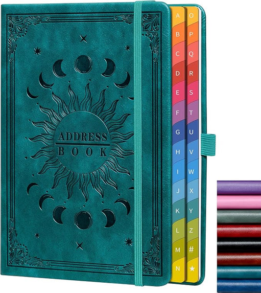 Address Book with Colorful Alphabetical Tabs – Hardcover Contact Organizer by HwxBen
