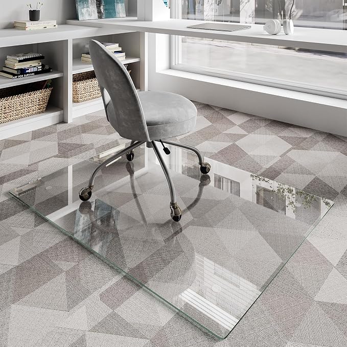 Koonmi Glass Chair Mat for Carpet, Glass Floor Mats by KOONMI