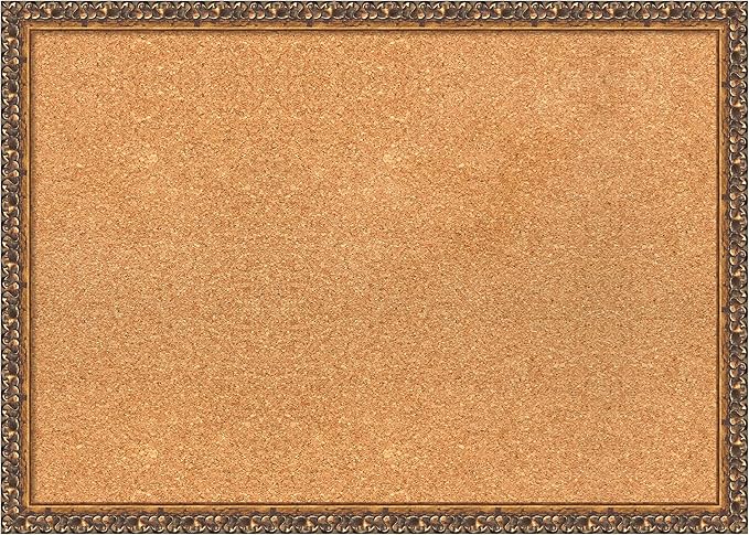 Amanti Art Natural Cork Board for Wall, 20x28 Vision Board with Bronze Frame, Medium Corkboard Office Decor for Home Organization, Traditional Corkboard Pinboard to Display Items for Home-DeskLoop Office