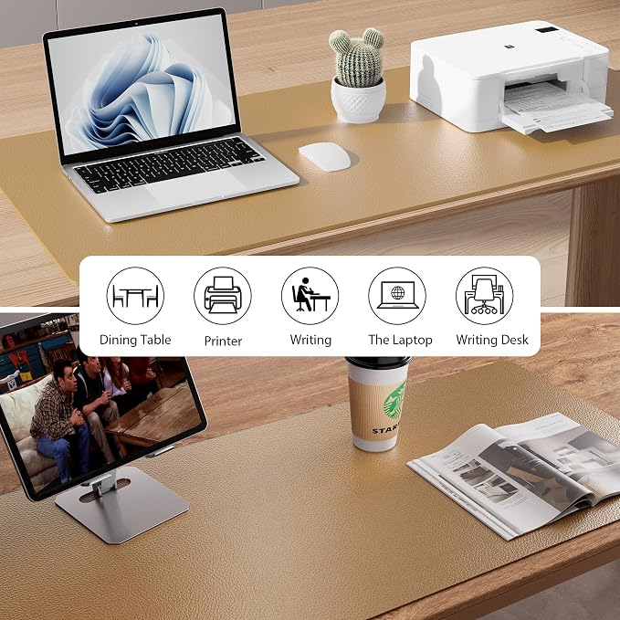 Aothia Faux Leather Desk Mat, Waterproof Desk Pad | One large surface - Image 8