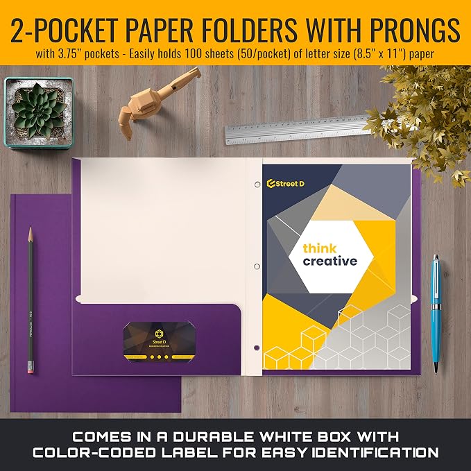 Better Office Products Purple Paper 2 Pocket Folders - Image 2