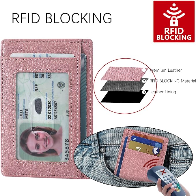 Travelambo Front Pocket Minimalist Leather Slim Wallet RFID Blocking Medium Size - Image 4