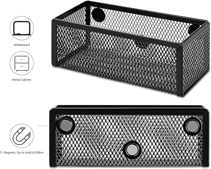 Amazon Basics Magnetic Storage Baskets, Mesh Organizers - Image 3