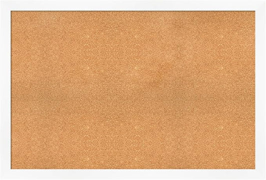 Amanti Art Natural Cork Board for Wall, 33x49 Vision Board with White Frame, Oversize Corkboard Office Decor for Home Organization, Modern Corkboard Pinboard to Display Items for Home Organization in-DeskLoop Office