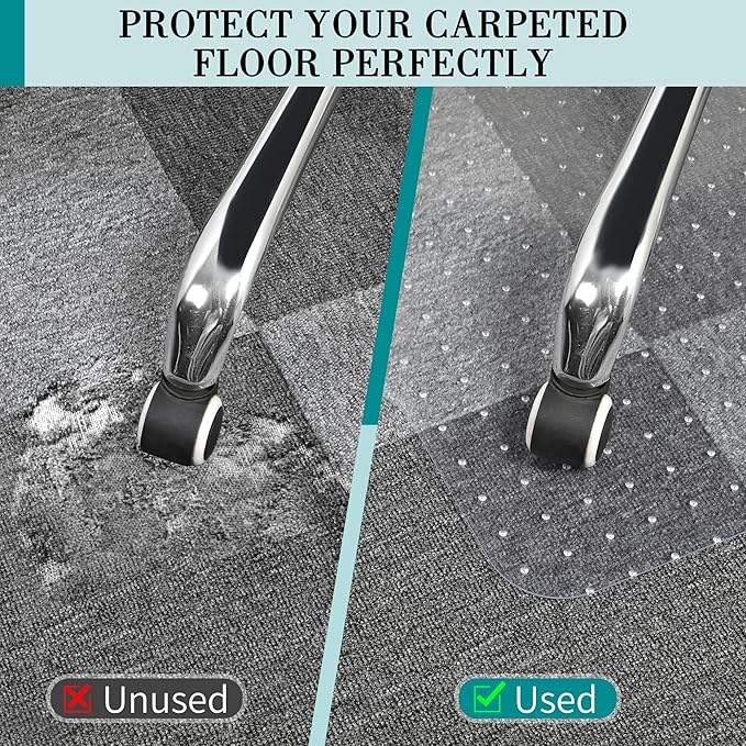 BesWin Office Chair Mat for Carpet, Thick and Sturdy Carpet Protector for Work - Image 2
