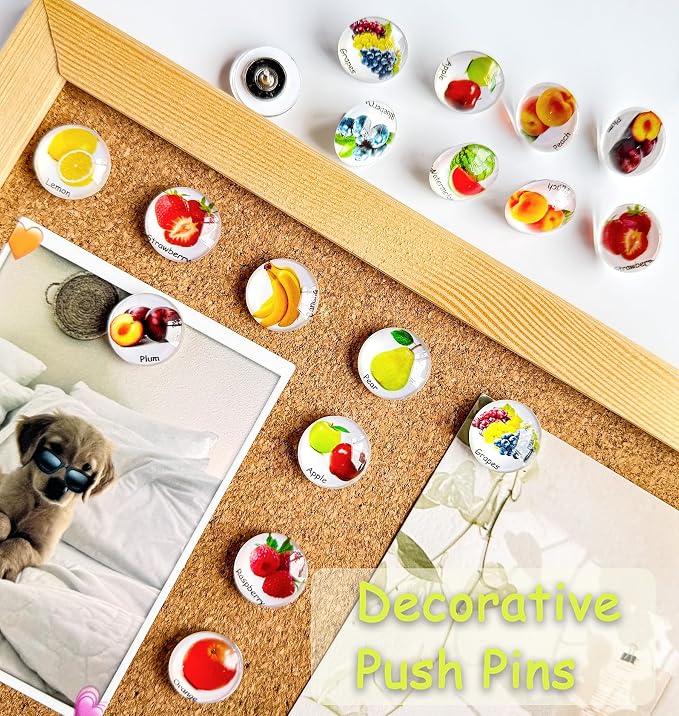 24Pcs Push Pins, Decorative Thumb Tacks, Tacks and Push pins, Cork Board Tacks - Image 3