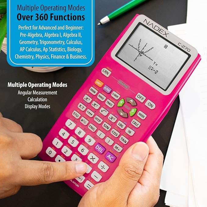 Scientific Calculator with Graph Functions for College and High School Students, Engineering, Advanced Mathematics, Calculus, Algebra, Geometery, Trigonometry, Statistics, Physics, Chemistry - Pink-DeskLoop Office