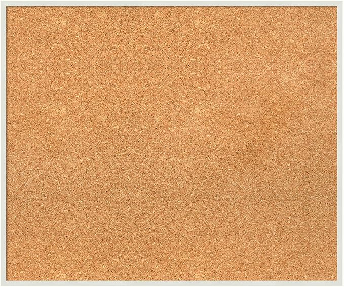 Amanti Art Natural Cork Board for Wall, 21x25 Vision Board with White Frame, Medium Corkboard Office Decor for Home Organization, Modern Corkboard Pinboard to Display Items for Home Organization in-DeskLoop Office
