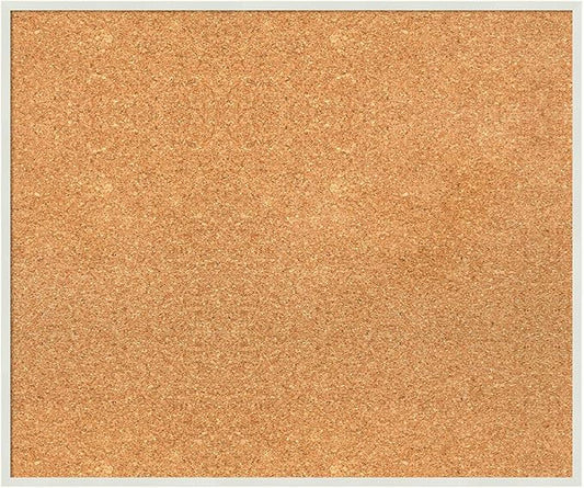 Amanti Art Natural Cork Board for Wall, 21x25 Vision Board with White Frame, Medium Corkboard Office Decor for Home Organization, Modern Corkboard Pinboard to Display Items for Home Organization in-DeskLoop Office