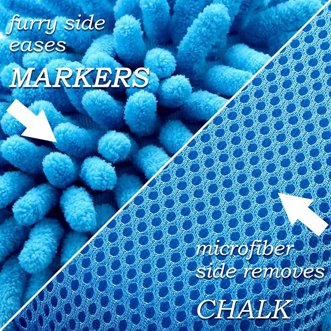 Outus 2 Pieces Microfiber Shag Whiteboard Eraser Dry Erase Eraser Washable - Image 4
