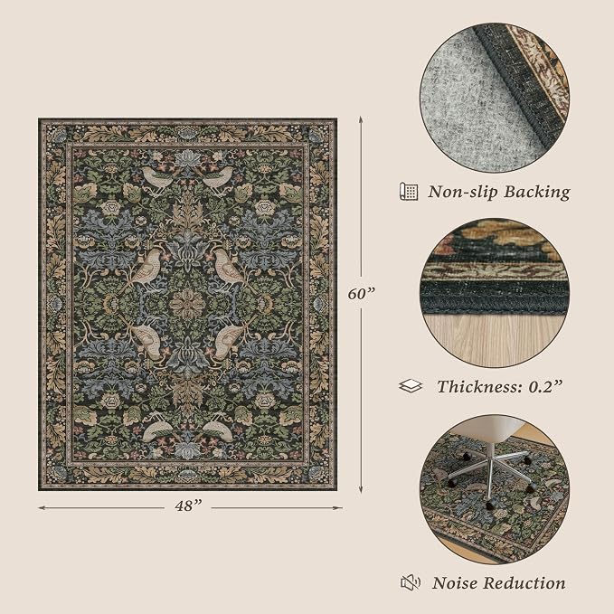Washable 4x5 Boho Office Chair Mat - Image 2