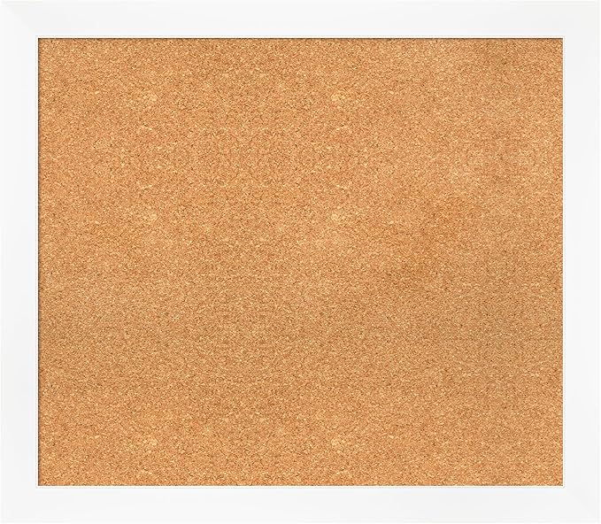 Amanti Art Natural Cork Board for Wall, 27x31 Vision Board with White Frame, Large Corkboard Office Decor for Home Organization, Modern Corkboard Pinboard to Display Items for Home Organization in-DeskLoop Office