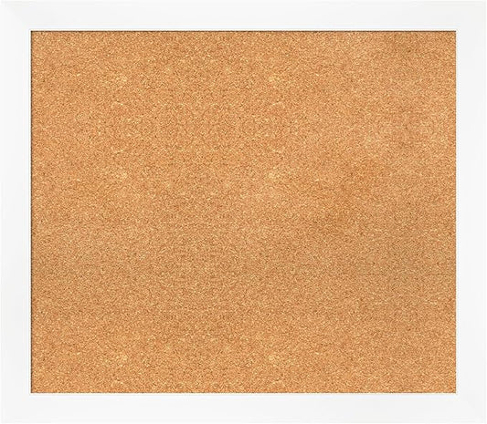Amanti Art Natural Cork Board for Wall, 27x31 Vision Board with White Frame, Large Corkboard Office Decor for Home Organization, Modern Corkboard Pinboard to Display Items for Home Organization in-DeskLoop Office