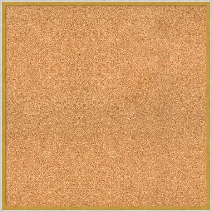 Amanti Art Natural Cork Board for Wall, 31x31 Vision Board with White Frame, Large Corkboard Office Decor for Home Organization, Modern Corkboard Pinboard to Display Items for Home Organization in-DeskLoop Office