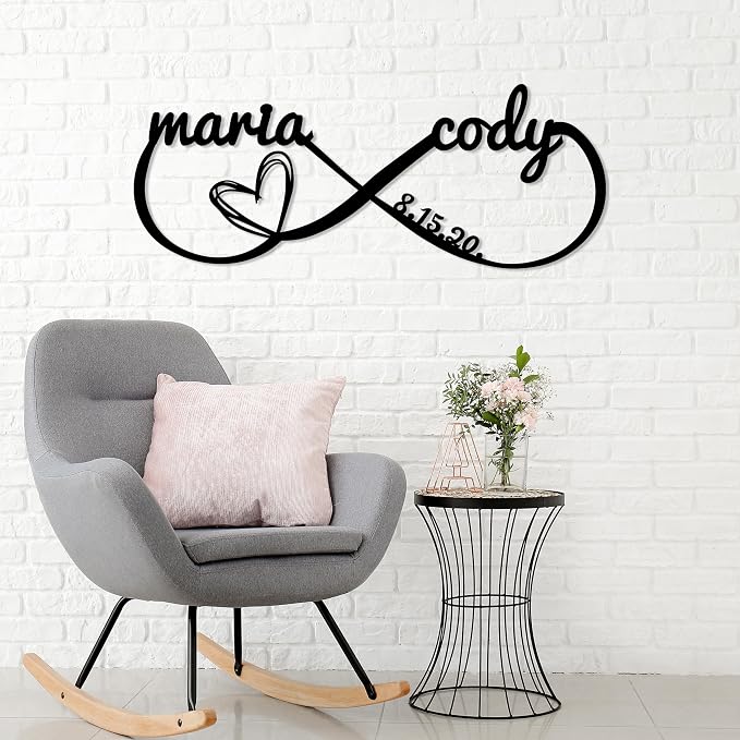 Personalized Valentines Day Metal Wall Sign, Custom Infinity Heart Love Couple - Image 8