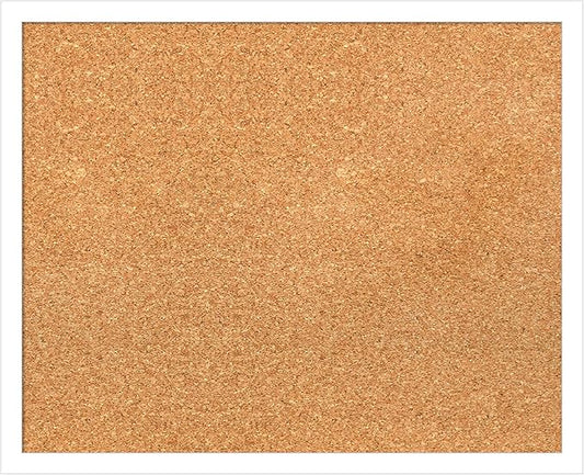 Amanti Art Natural Cork Board for Wall, 17x21 Vision Board with White Frame, Small Corkboard Office Decor for Home Organization, Modern Corkboard Pinboard to Display Items for Home Organization in-DeskLoop Office