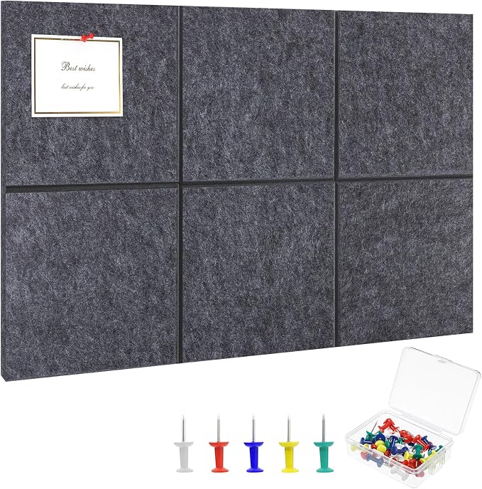 Large Cork Board 28" x 19", 6 Pack Felt Bulletin Board by Thboxes