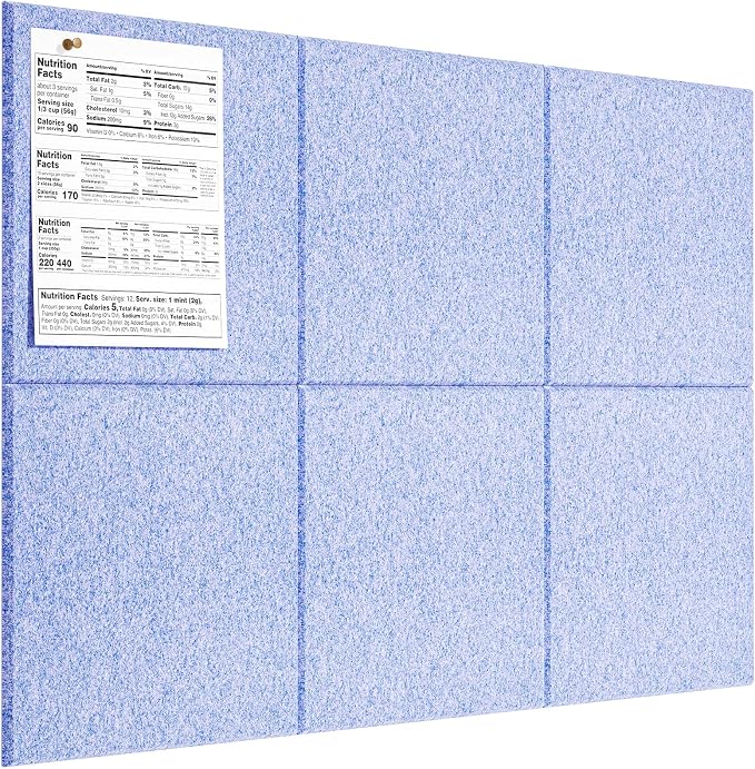 MaxGear Felt Bulletin Board 36" x 24", Light Blue Felt Wall Tiles Push Pins | by MaxGear