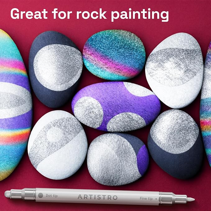 ARTISTRO 36 Silver Dual-Tip Acrylic Paint Markers – Paint Pens Set - Image 7