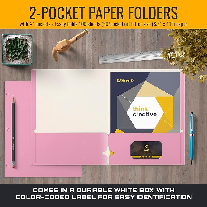 Better Office Products Two Pocket Portfolio Folders, Letter Size Paper Folders - Image 3